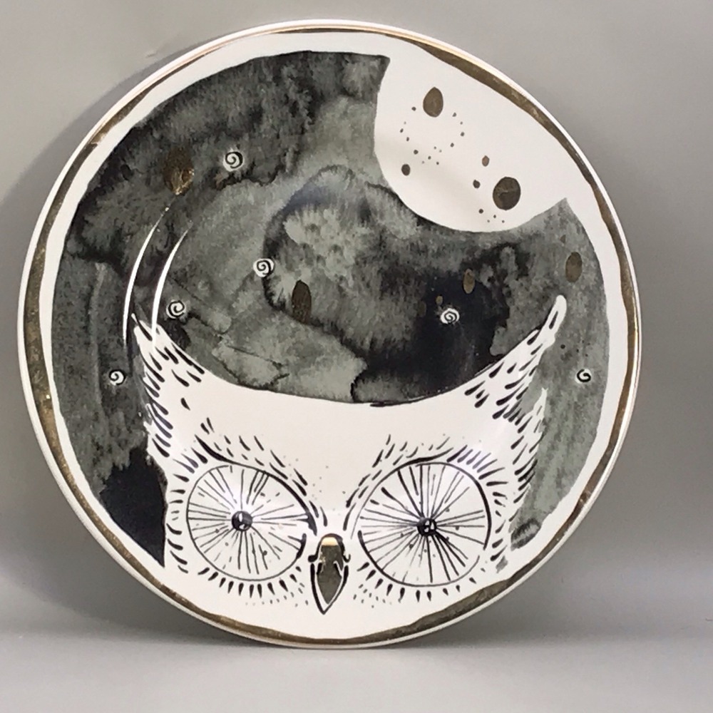Anthropologie Solstice Sonnet‎ Moonlit Forest Dessert Plate 8"